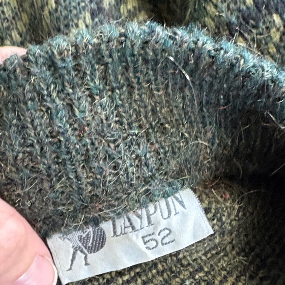 Laypun Men's Green Plaid Cardigan Wool Blend Made in Spain Medium - Picture 4 of 7